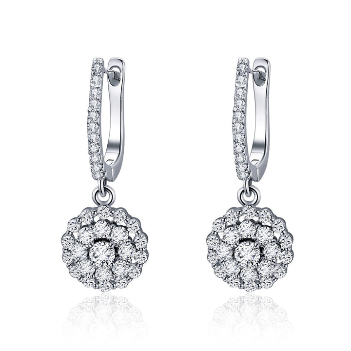 925 Sterling Silver Plated Platinum Pavé Setting CZ Earrings