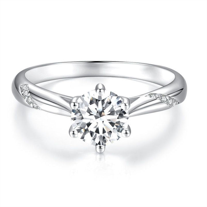 925 Sterling Silver Moissanite &amp; Zircon Ring Size 5