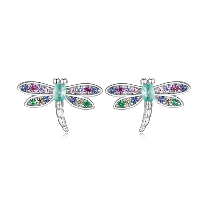 925 Sterling Silver Earrings with Pavé CZ and Transparent Glass