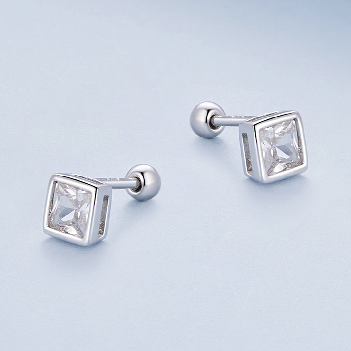925 Sterling Silver 5mm Pavé Setting CZ Earrings for Women