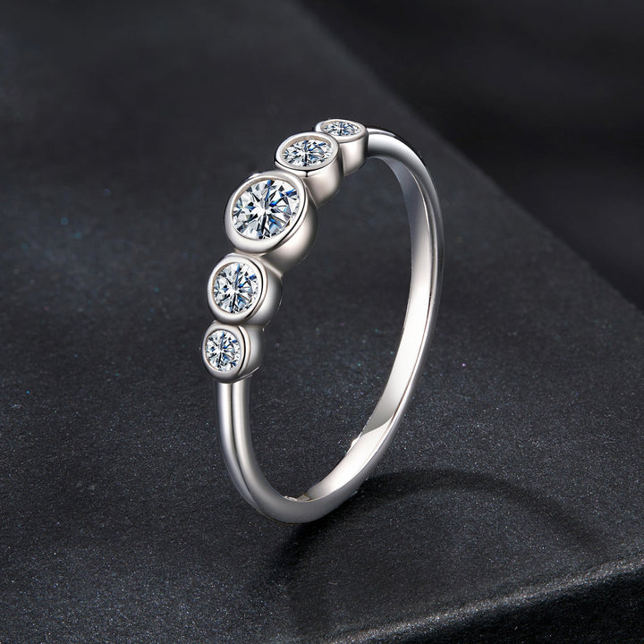 925 Sterling Silver Moissanite Ring Size 6, 0.20ct, Plated White Gold for Women