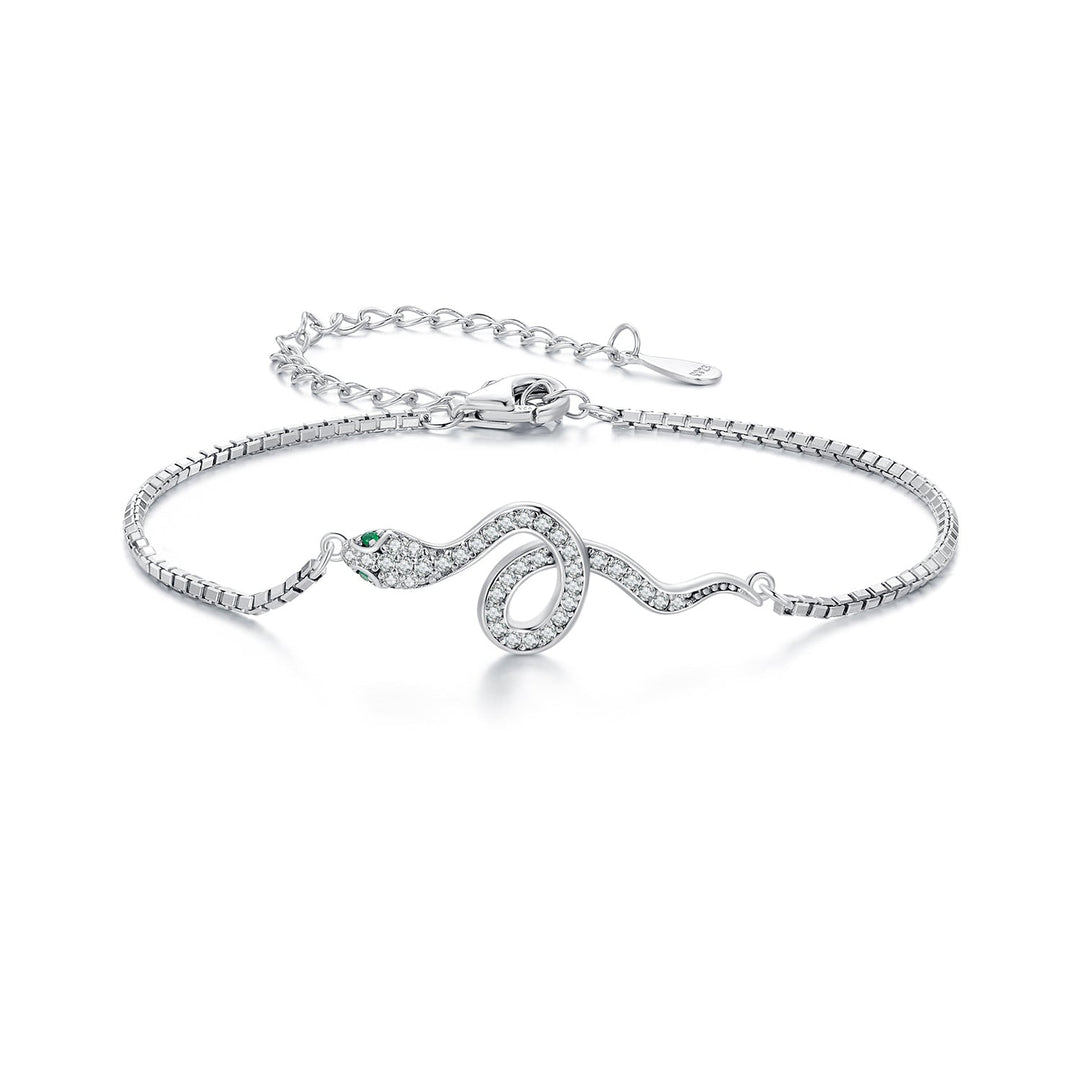 S925 Sterling Silver &amp; Pavé CZ Platinum-Plated Bracelet