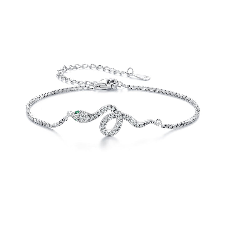 S925 Sterling Silver &amp; Pavé CZ Platinum-Plated Bracelet