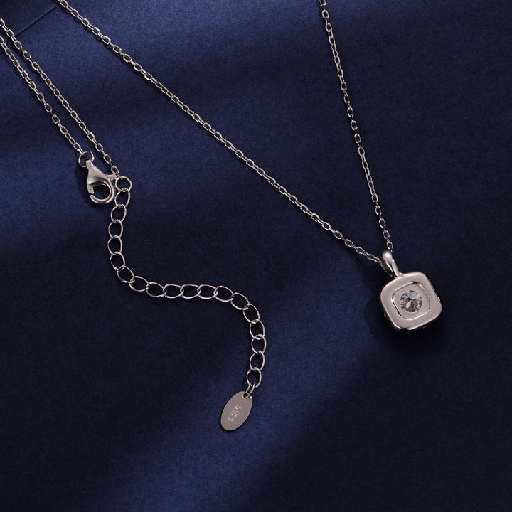 925 Sterling Silver Moissanite 1.4x1.0cm White Gold Plated Necklace 40+5cm for Women