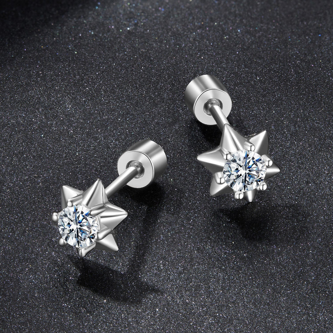 925 Sterling Silver Moissanite 0.10 Carat Earrings for Women