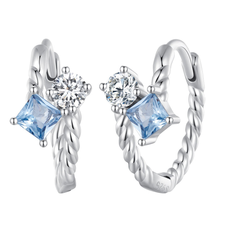 925 Sterling Silver Earrings with Spinel and CZ, 13x7mm, Plated Platinum for Women