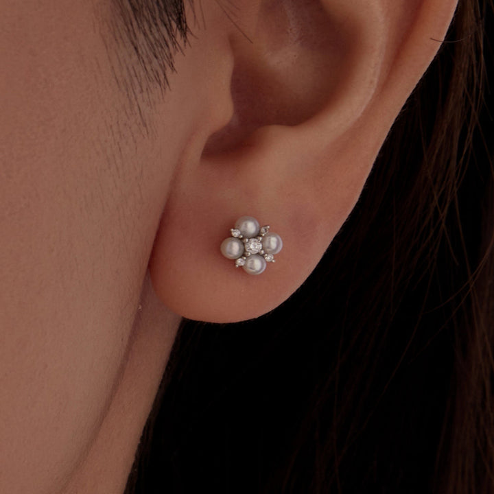 925 Sterling Silver 0.05ct Moissanite &amp; Freshwater Pearl Earrings for Women