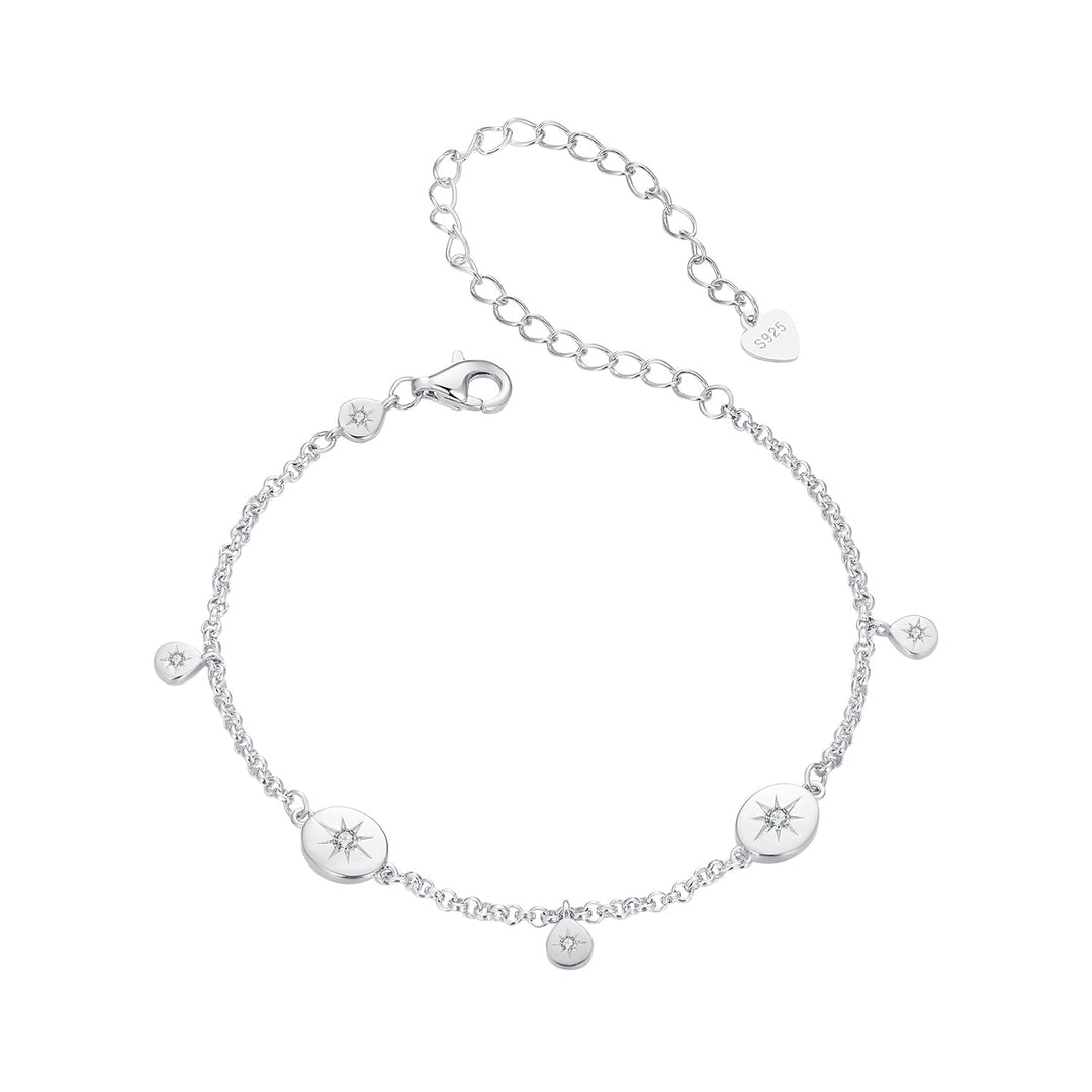 925 Sterling Silver &amp; Plated White Gold CZ Bracelet