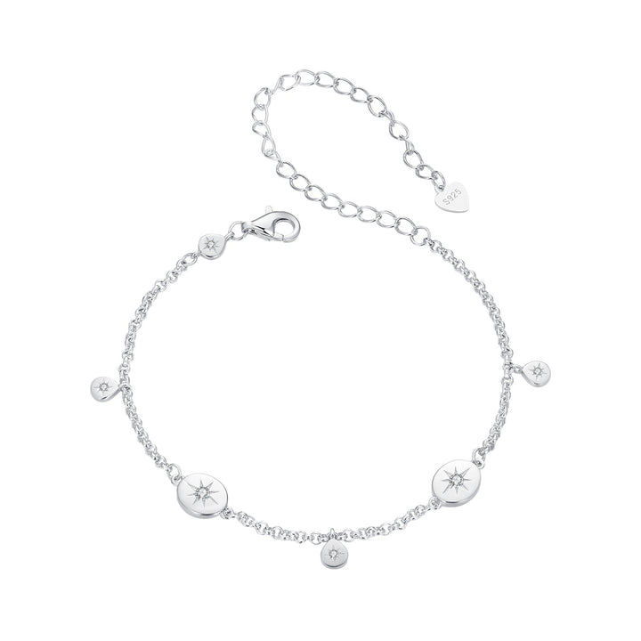 925 Sterling Silver &amp; Plated White Gold CZ Bracelet