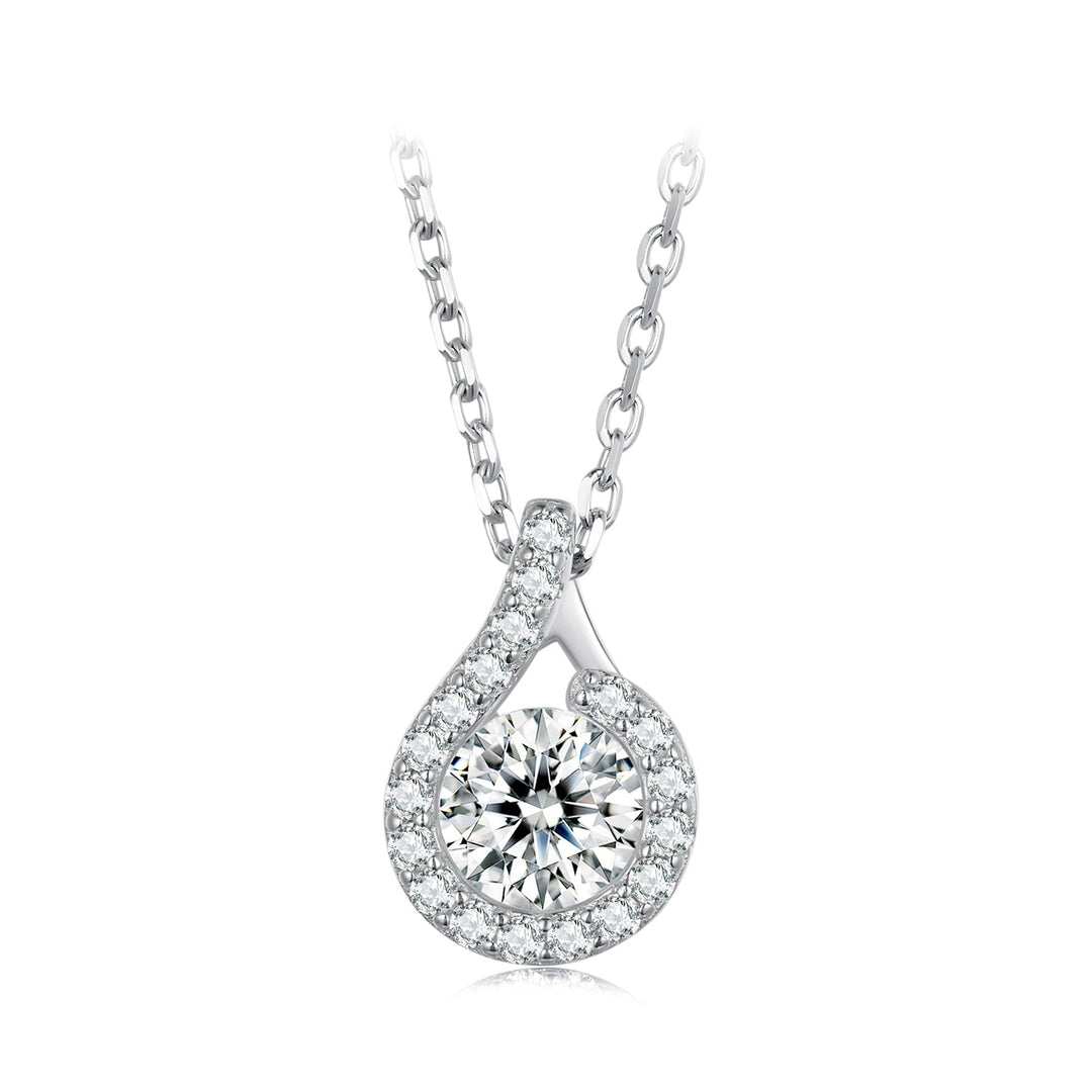 925 Sterling Silver Moissanite Necklace with CZ, 400mm Length, 15x10mm Pendant for Women