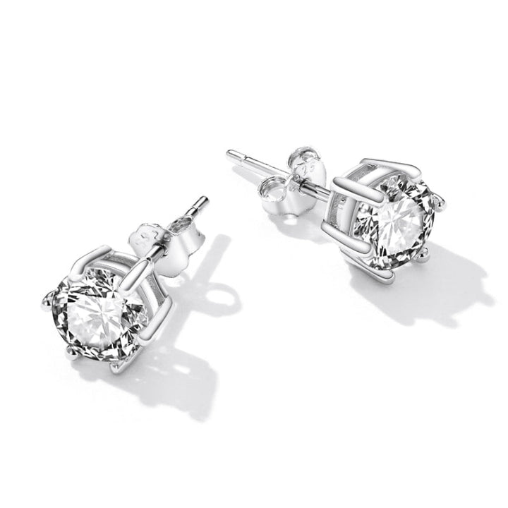 925 Sterling Silver Pavé Set CZ Earrings for Women - 0.5x0.5 cm