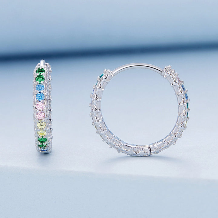 925 Sterling Silver Stud Earrings with CZ in Pavé Setting