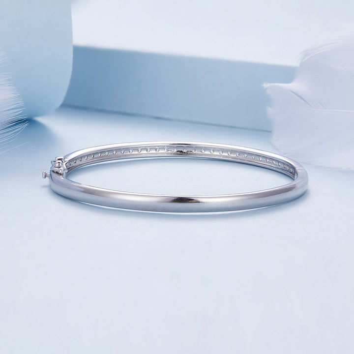 925 Silver &amp; Platinum Pavé Setting CZ Bracelets, Size 17.0 mm for Women