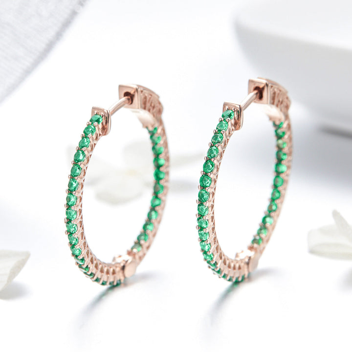 925 Sterling Silver Plated Rose Gold Pavé Setting CZ Earrings
