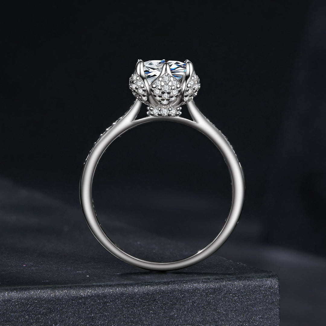 925 Sterling Silver Moissanite Ring 1ct Size 6 White Gold Plated for Women