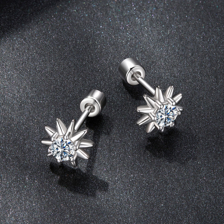 925 Sterling Silver Moissanite 0.10 Carat Earrings for Women - 0.7cm Size
