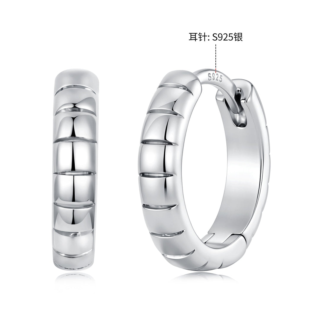 925 Silver White Gold Plated 1.4 x 0.3 cm Hoop Earrings for Women