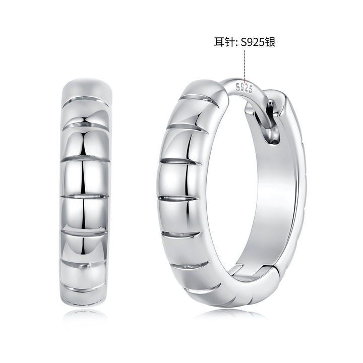 925 Silver White Gold Plated 1.4 x 0.3 cm Hoop Earrings for Women