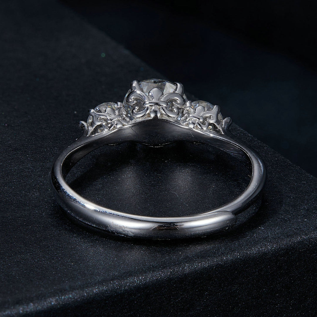 925 Sterling Silver Moissanite 6.5mm 1ct Ring, Size E for Women