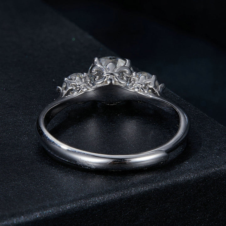 925 Sterling Silver Moissanite 6.5mm 1ct Ring, Size E for Women