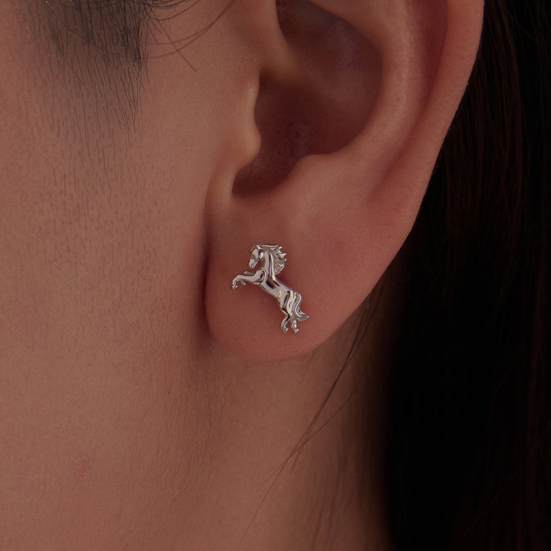 925 Sterling Silver Earrings 0.9*1.3cm with White Gold Plating for Women