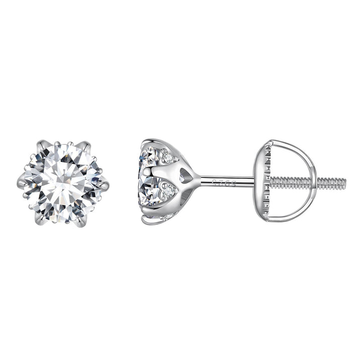 925 Sterling Silver 6.5mm Moissanite Earrings for Women