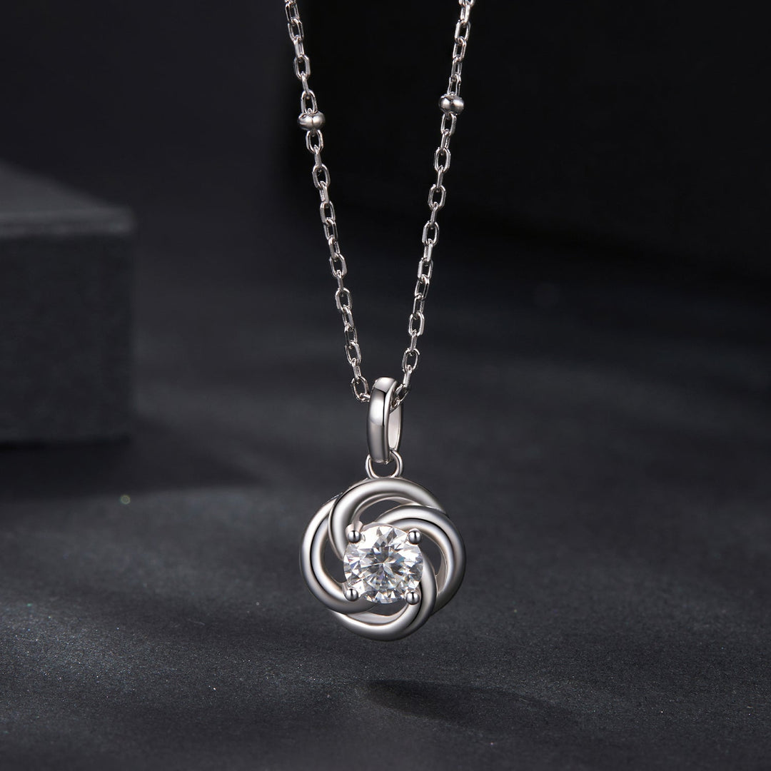 925 Sterling Silver 0.5 Carat Moissanite Necklace with White Gold Plating for Women