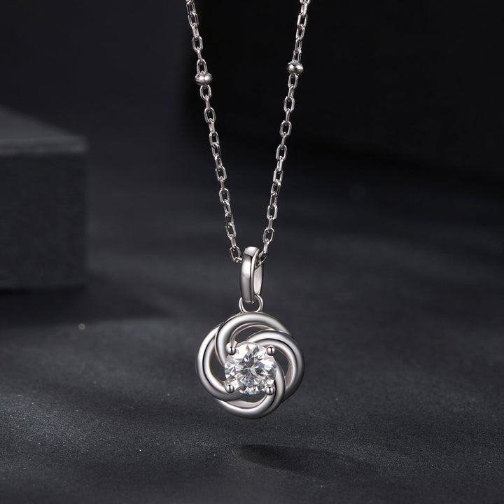 925 Sterling Silver 0.5 Carat Moissanite Necklace with White Gold Plating for Women