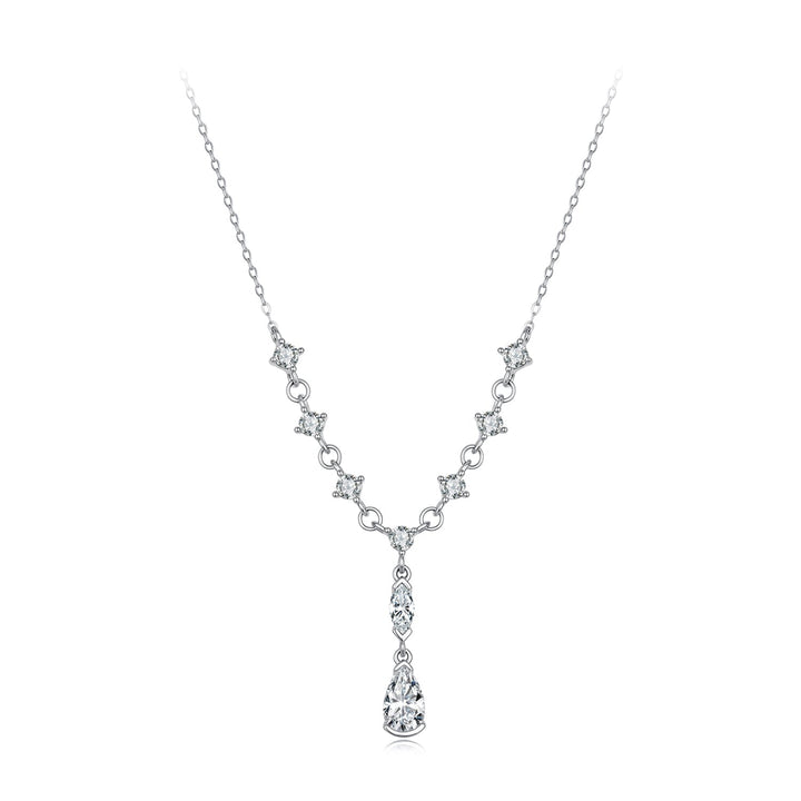 925 Sterling Silver White Gold Plated 1 Carat Moissanite 40+5cm Pavé CZ Necklace for Women