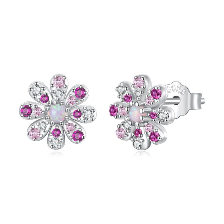 925 Sterling Silver Earrings with Synthetic Opal and CZ