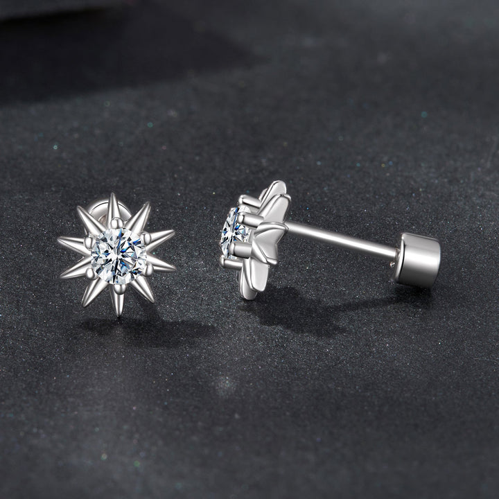 925 Sterling Silver Moissanite 0.10 Carat Earrings for Women - 0.7cm Size