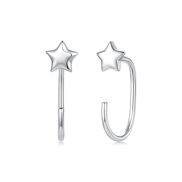 925 Sterling Silver Brass Earrings with White Gold Plating 1.4cm for Women