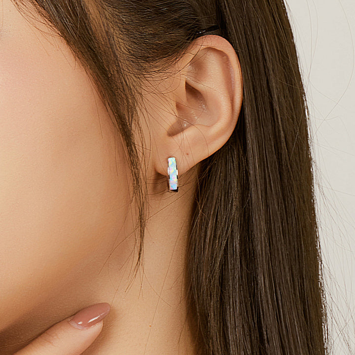925 Sterling Silver Opal Earrings for Women