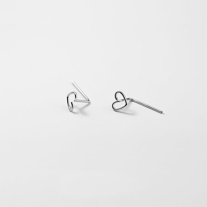 925 Sterling Silver Plated Platinum Earrings Love Size 0.4cm x 0.6cm for Women