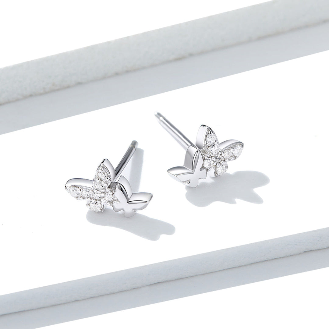 925 Sterling Silver Earrings with Pavé Setting CZ - 0.6*0.9cm
