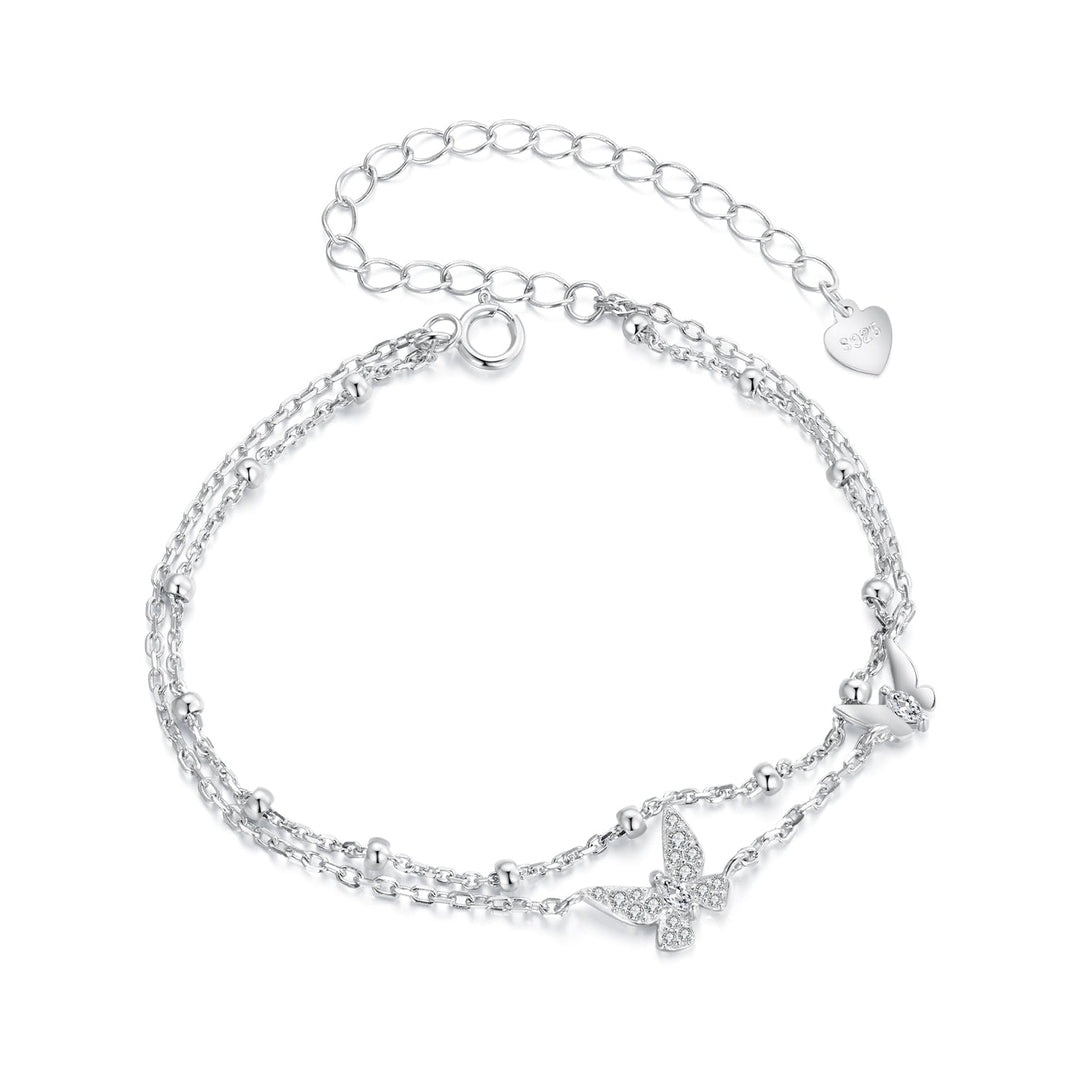 925 Sterling Silver Bracelets with Platinum Plating and CZ Stones - 150+60mm