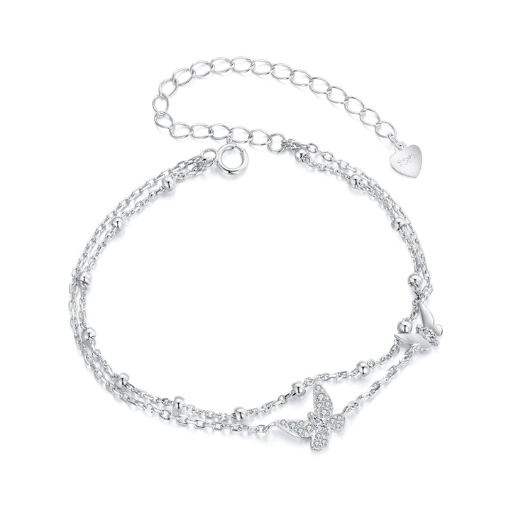 925 Sterling Silver Bracelets with Platinum Plating and CZ Stones - 150+60mm