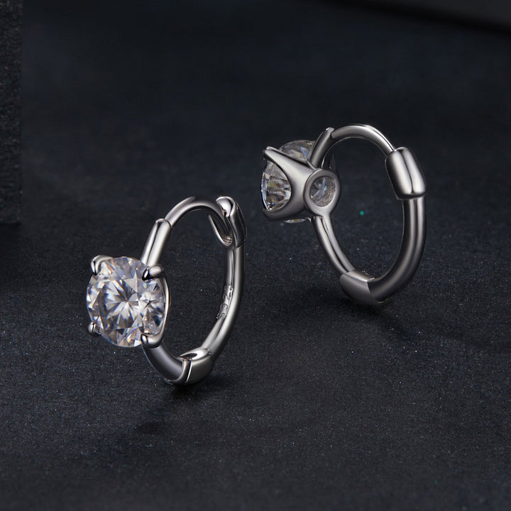 925 Sterling Silver &amp; White Gold Plated 0.5 Carat Moissanite Earrings for Women