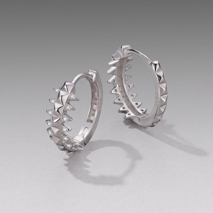 925 Sterling Silver White Gold Plated 1.6cm Pavé CZ Hoop Earrings for Women