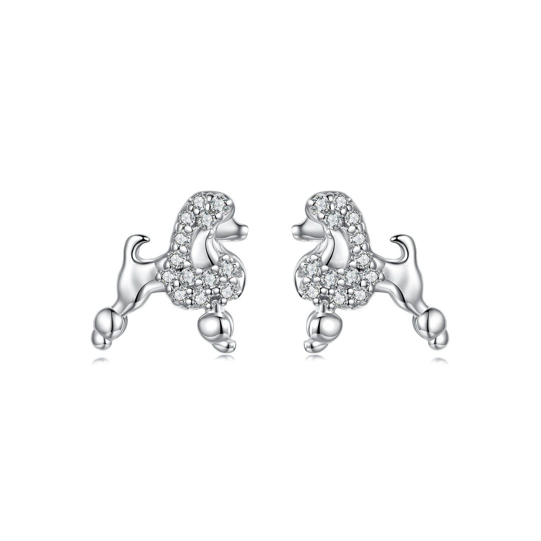 925 Sterling Silver White Gold Plated Pavé CZ Earrings
