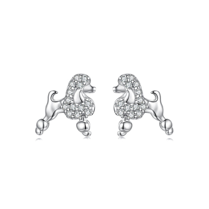 925 Sterling Silver White Gold Plated Pavé CZ Earrings