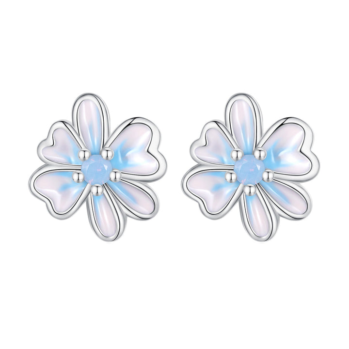 925 Sterling Silver Opal Nanometer Stone Enamel Earrings for Women
