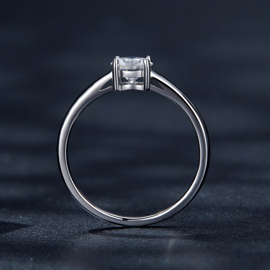 925 Sterling Silver Moissanite Ring 0.6 Carat Size 6 for Women