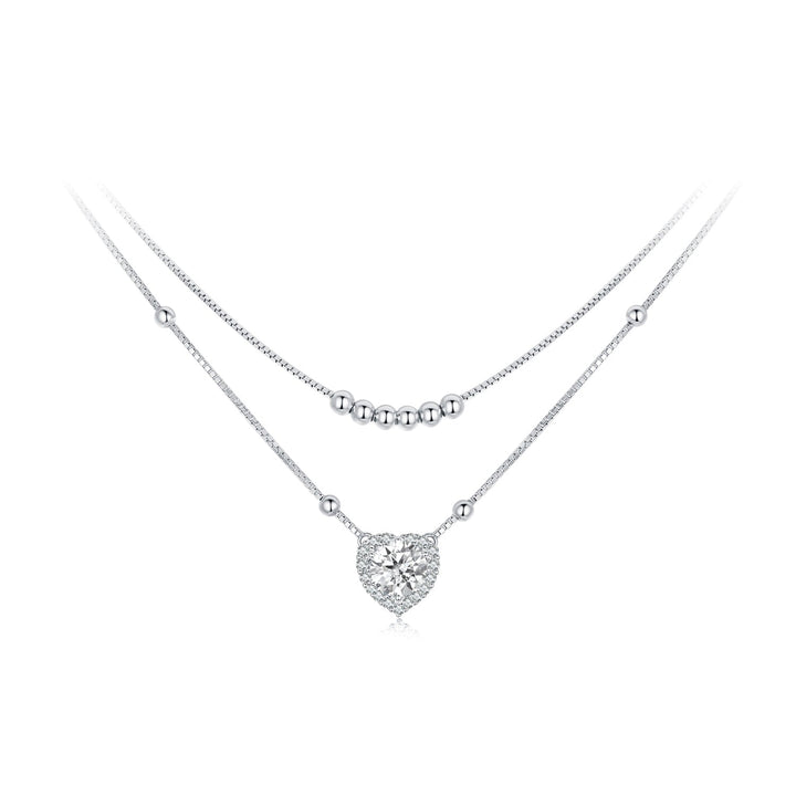925 Sterling Silver 6.5mm Moissanite Necklace with Pavé Setting for Women