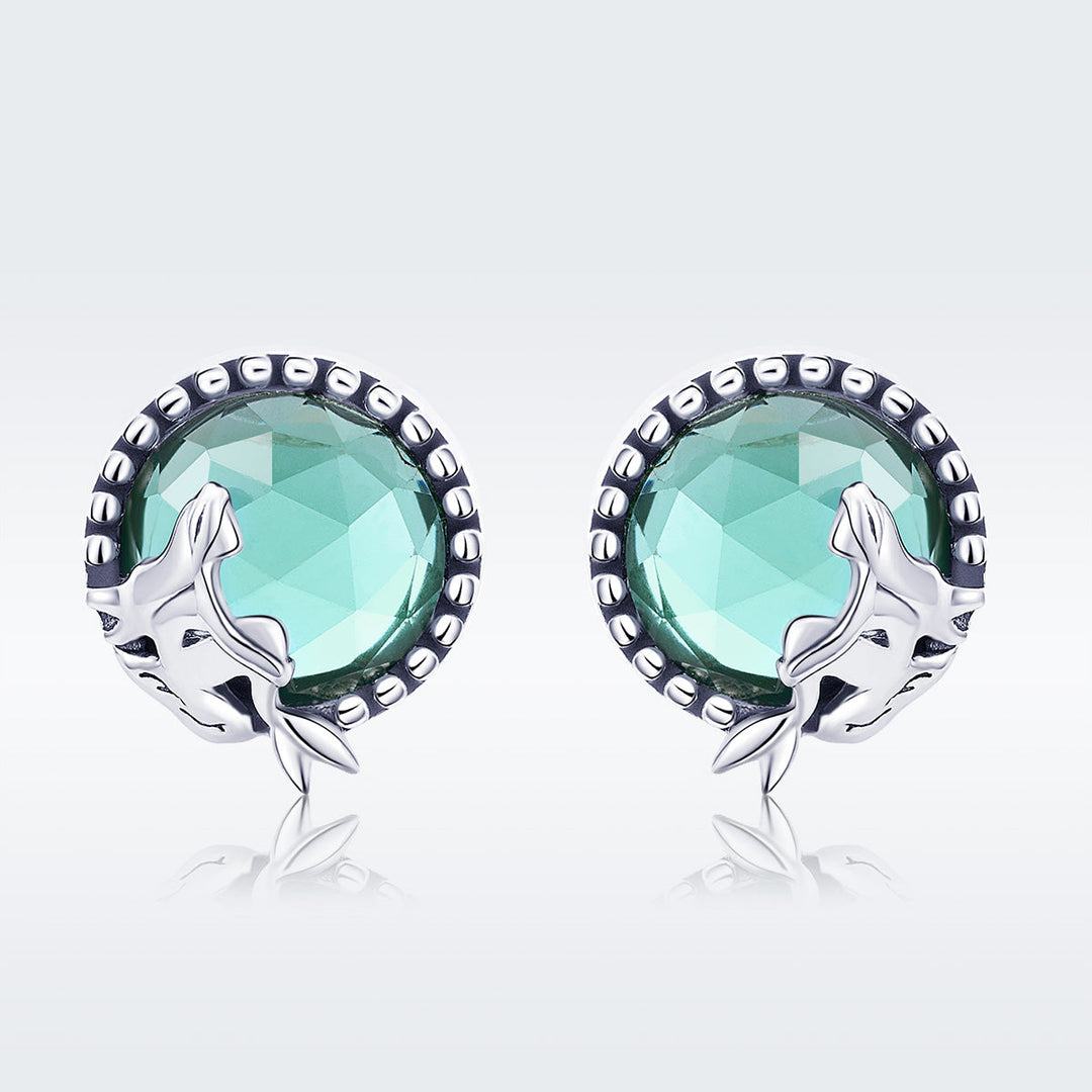 S925 Oxidized Silver Transparent Glass Earrings for Women