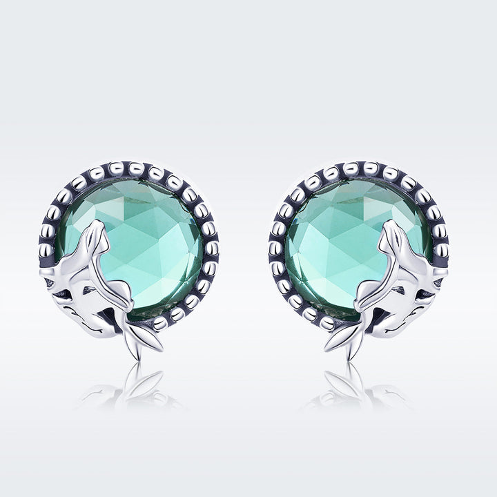 S925 Oxidized Silver Transparent Glass Earrings for Women