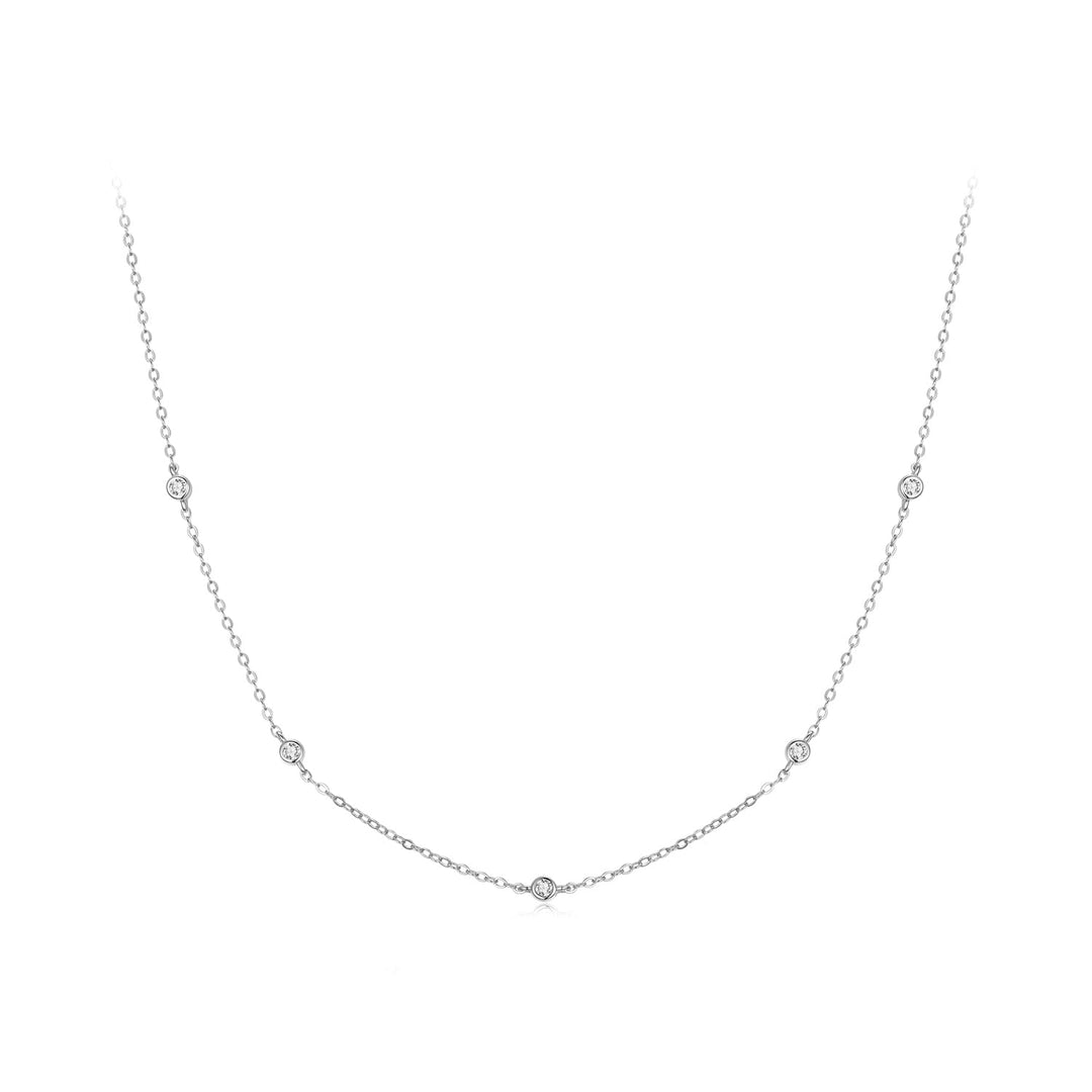925 Sterling Silver White Gold Plated Adjustable Moissanite Necklace for Women