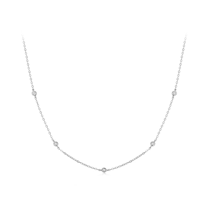 925 Sterling Silver White Gold Plated Adjustable Moissanite Necklace for Women