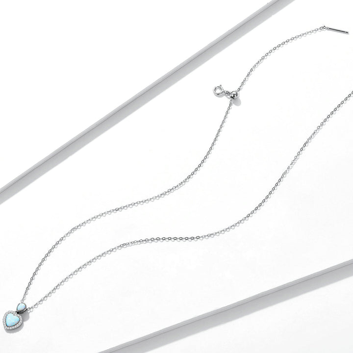 925 Sterling Silver Genuine Translucent Opal Necklace with CZ for Women