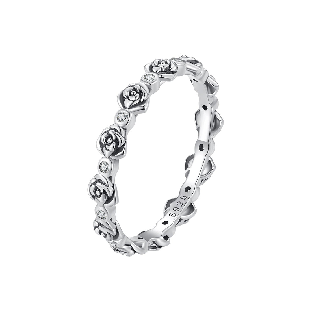 925 Sterling Silver Ring with Pavé Setting CZ - Size 6.0 - Oxidized Silver